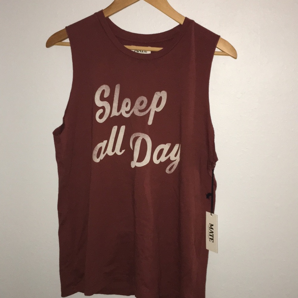 Burnt orange “sleep all day” tee